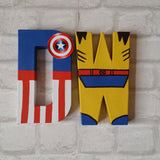 Superhero Letters - Personalised Hand Painted Papier Mache Name Initials - Two letters only - MADE TO ORDER