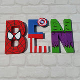 Superhero Letters - Personalised Hand Painted Papier Mache Name Initials - 3 Super Hero letters only - Kids Name - MADE TO ORDER