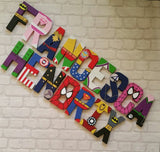 Superhero Letters - Personalised Hand Painted Papier Mache Letters - Superhero Name. Kids Bedroom - MADE TO ORDER
