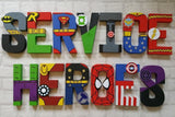 Superhero Letters - Personalised Hand Painted Papier Mache Letters - Superhero Name. Kids Bedroom - MADE TO ORDER
