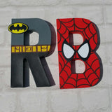 Superhero Letters - Personalised Hand Painted Papier Mache Name Initials - Two letters only - MADE TO ORDER