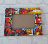 Iron Man Frame - Super Hero  - Comic Book  - Decoupage Picture Frame 6"x4" or 7"x5" Gifts for Boys - Gift for Iron Man Fan
