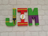 Superhero Letters - Personalised Hand Painted Papier Mache Name Initials - 3 Super Hero letters only - Kids Name - MADE TO ORDER