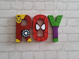 Superhero Letters - Personalised Hand Painted Papier Mache Name Initials - 3 Super Hero letters only - Kids Name - MADE TO ORDER