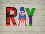 Superhero Letters - Personalised Hand Painted Papier Mache Name Initials - 3 Super Hero letters only - Kids Name - MADE TO ORDER