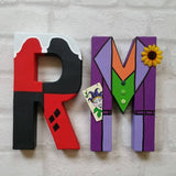 Superhero Letters - Personalised Hand Painted Papier Mache Name Initials - Two letters only - MADE TO ORDER