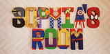 Superhero Letters - Personalised Hand Painted Papier Mache Letters - Superhero Name. Kids Bedroom - MADE TO ORDER