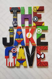 Superhero Letters - Personalised Hand Painted Papier Mache Letters - Superhero Name. Kids Bedroom - MADE TO ORDER