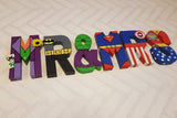 Mr & Mrs Sign - Superhero Wedding - Top Table Sign - Hand Painted letters - MADE TO ORDER - Mr and Mr letters - Mrs and Mrs Wedding Sign
