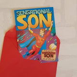 Sensational Son Card - Comic Book Card - Pop Art Card - Card for Him - Card for Son- Card for boys- Superhero Card