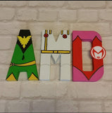 Superhero Letters - Personalised Hand Painted Papier Mache Name Initials - 3 Super Hero letters only - Kids Name - MADE TO ORDER