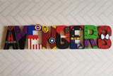 Superhero Letters - Personalised Hand Painted Papier Mache Letters - 8 Super Hero Letter Kids Name - MADE TO ORDER