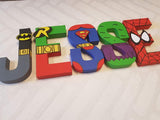 Superhero Letters - Personalized Superhero Name - Hand Painted Papier Mache Letters - Kids Bedroom -MADE TO ORDER - 1-9 Letters