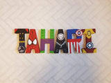 Superhero Letters - Personalized Hand Painted Papier Mache Letters - 6 Super Hero Letter Kids Name - MADE TO ORDER