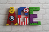 Superhero Letters - Personalised Hand Painted Papier Mache Name Initials - 3 Super Hero letters only - Kids Name - MADE TO ORDER