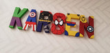 Superhero Letters - Personalized Hand Painted Papier Mache Letters - 6 Super Hero Letter Kids Name - MADE TO ORDER