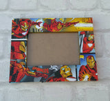 Iron Man Frame - Super Hero  - Comic Book  - Decoupage Picture Frame 6"x4" or 7"x5" Gifts for Boys - Gift for Iron Man Fan