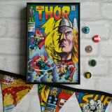Thor Frame Super Hero Wall Art with Vintage Style Comic Print of Thor