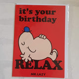 Mr Men Mr Lazy Card Birthday Card MR42