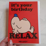 Mr Men Mr Lazy Card Birthday Card MR42