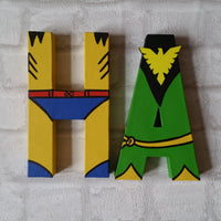 Superhero Letters - Personalised Hand Painted Papier Mache Name Initials - Two letters only - MADE TO ORDER