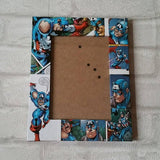 Captain America Fram - Super Hero  - Comic Book  - Decoupage Picture Frame 6"x4" or 7"x5" - Gifts for Boys