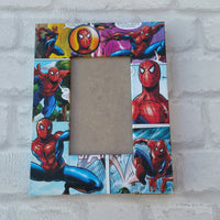Spiderman Frame - Super Hero Comic Book Decoupage Picture Frame 6"x4" or 7"x5" - Gift for Boys - Gift for Spiderman Fan