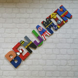 Superhero Letters - Personalised Hand Painted Papier Mache Letters - 8 Super Hero Letter Kids Name - MADE TO ORDER
