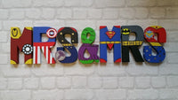 Mr & Mrs Sign - Superhero Wedding - Top Table Sign - Hand Painted letters - MADE TO ORDER - Mr and Mr letters - Mrs and Mrs Wedding Sign