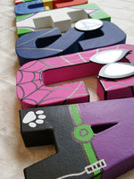 Superhero Girls Letters -  Personalized Hand Painted Papier Mache Super Hero Letters - MADE TO ORDER