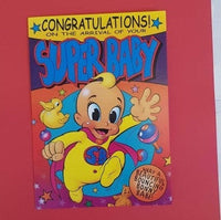 Baby Card - Super Baby Card - Comic Book Baby Card - Pop Art Baby Card - Card for New Mom - Card for New Parents