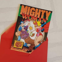 Birthday Card - Mighty Woman Card -Comic Book Birthday Card - Pop Art Birthday Card - Card for Her - Card for Women - Superhero Card