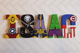 Personalized Superhero Letters - Hand Painted Papier Mache Letters - 5 Letter Super Hero Kids Name - MADE TO ORDER