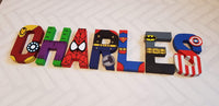 Superhero Letters - Personalized Superhero Name - Hand Painted Papier Mache Letters - Kids Bedroom -MADE TO ORDER - 1-9 Letters