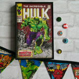 Hulk Frame. Super Hero Wall Art with Vintage Style Comic Print of The Incredible Hulk. Gifts for Boys. Gift for Hulk Fan